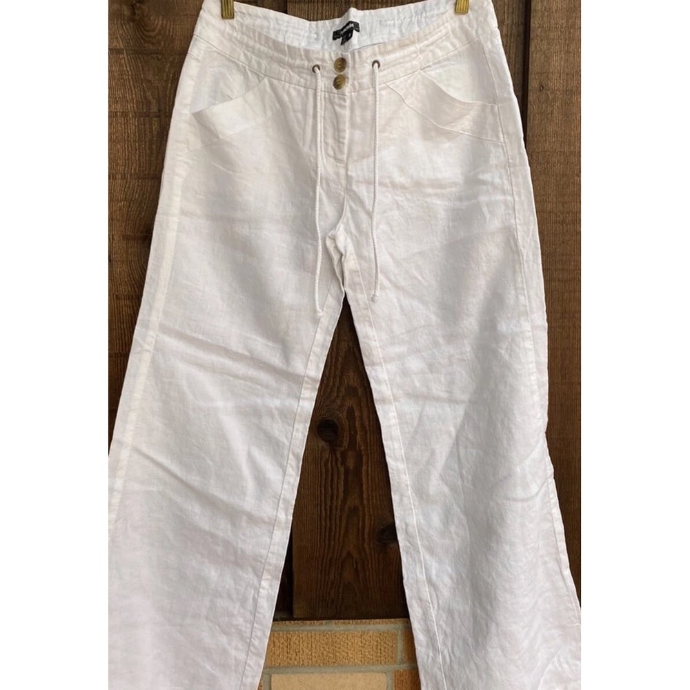 My Michelle Linen High Rise Wide Leg Pants Drawstring Size 9